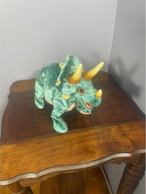 Non working Vintage Playskool Green Triceratops Plush Dinosaur Toy